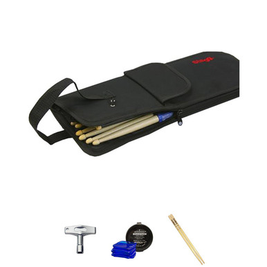 Drummer's Essentials Accessories Bundle inc Stick Bag, Moongel, Sticks, Drum Key