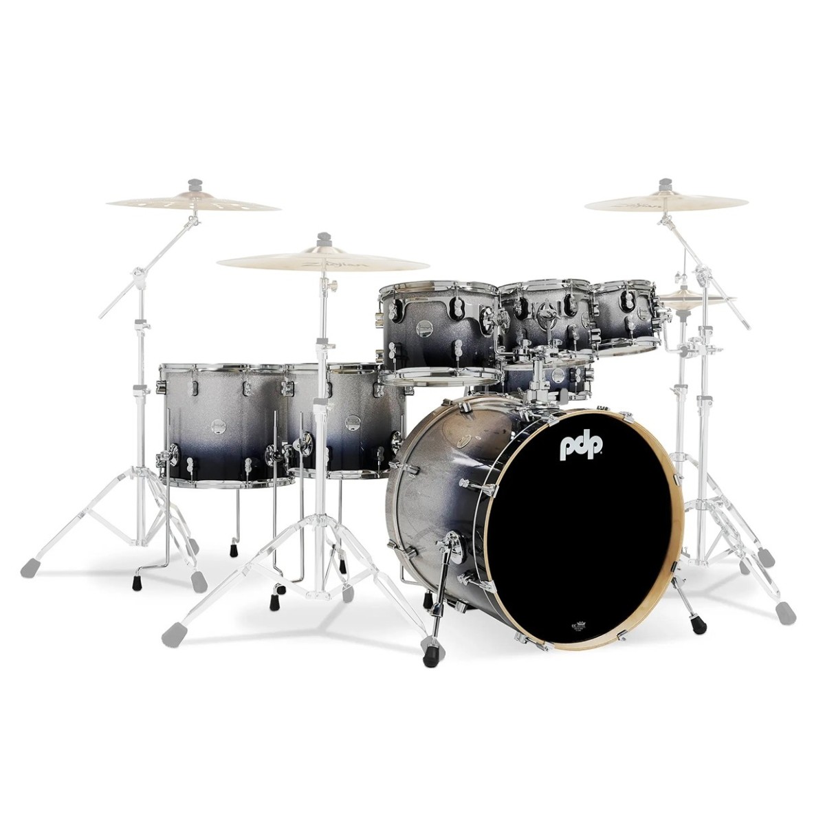 PDP Concept Maple 22 7pc Shell Pack Silver to Black Sparkle