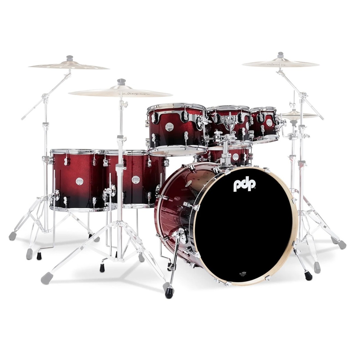 PDP Concept Maple 22 7pc Shell Pack Red to Black Sparkle