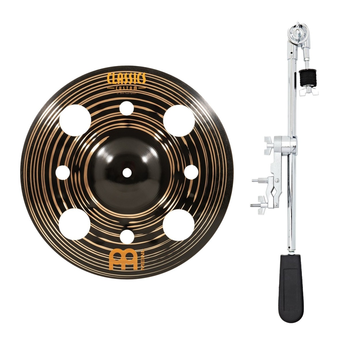 Meinl 12" Classics Custom Dark Trash Splash & Deluxe Weighted Cymbal Grabber Arm