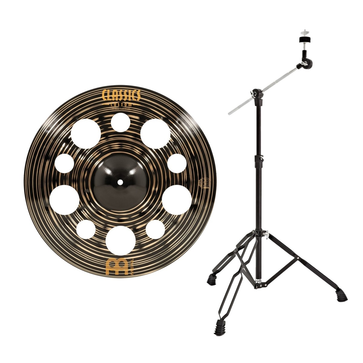 Meinl 18" Classics Custom Dark Trash Crash Cymbal & Boom Arm Stand Black