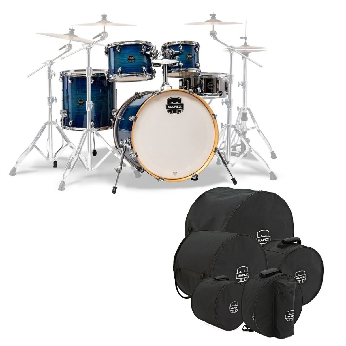 Mapex Armory 22 Rock Fusion 5pc Shell Pack w/Bag Set Blue Wave Burst