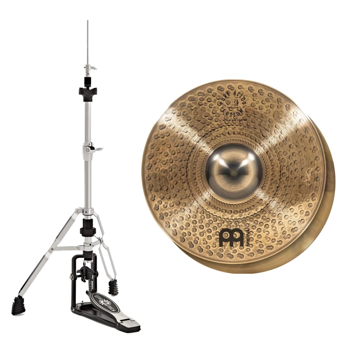 Meinl Pure Alloy Custom 14" Medium Thin Hi-Hats & Heavy Duty Two-Leg Hi-Hat Stand
