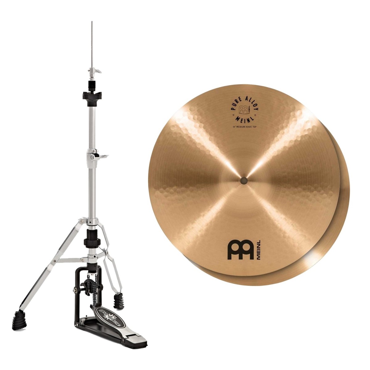 Meinl Pure Alloy 14" Medium Hi-Hats & Heavy Duty Two-Leg Hi-Hat Stand