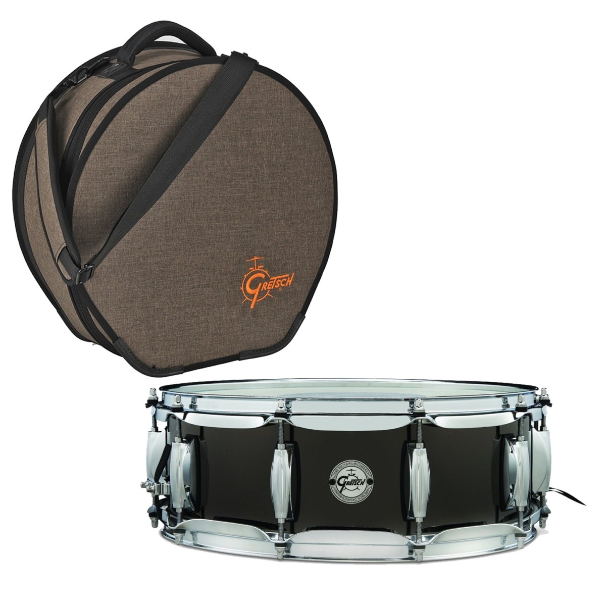 Gretsch Full Range 14" x 5" Black Nickel Over Steel Snare Drum & Premium Bag