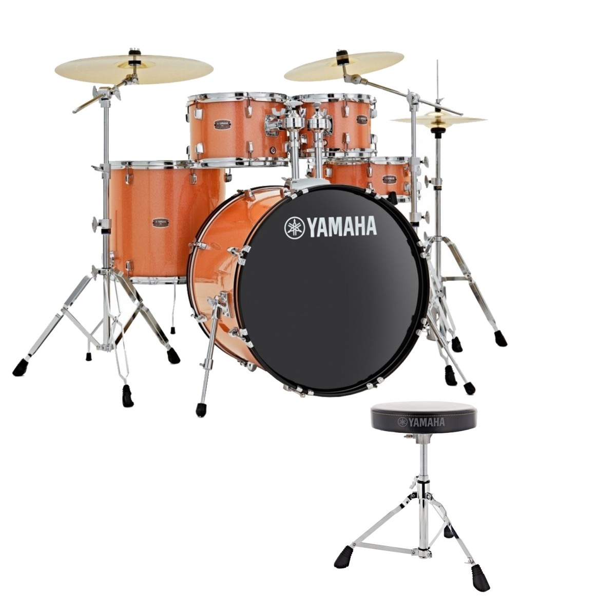 Yamaha Rydeen 20" Drum Kit with Paiste Cymbals & DS550U Drum Throne Orange Sparkle