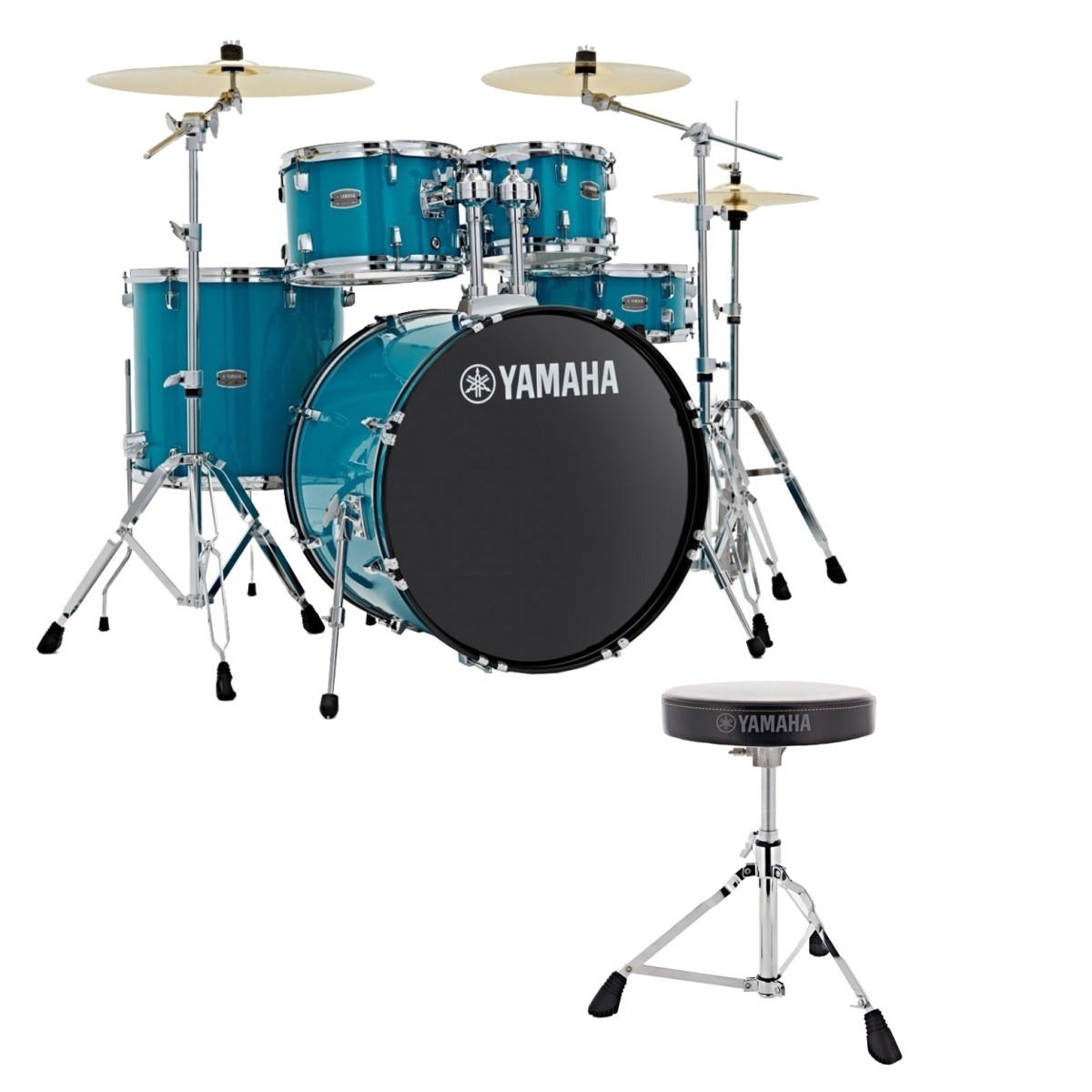 Yamaha Rydeen 20" Drum Kit with Paiste Cymbals & DS550U Drum Throne Sky Blue