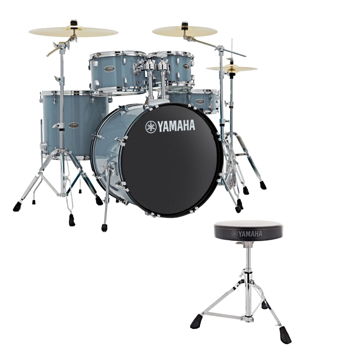 Yamaha Rydeen 20" Drum Kit with Paiste Cymbals & DS550U Drum Throne Gloss Pale Blue