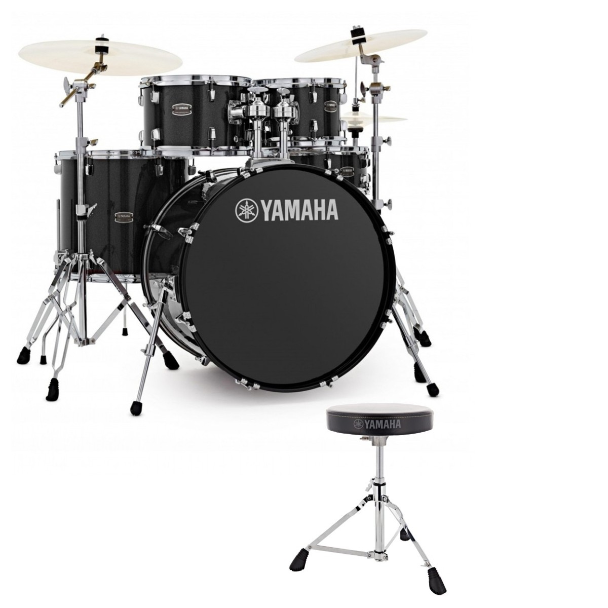 Yamaha Rydeen 20" Drum Kit with Paiste Cymbals & DS550U Drum Throne Black Glitter