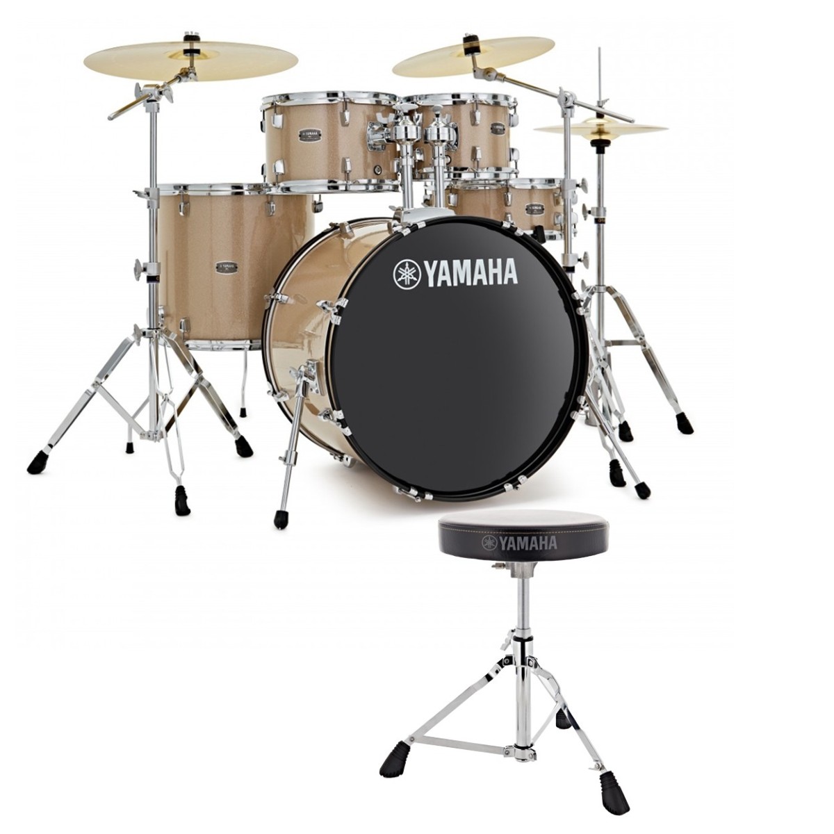 Yamaha Rydeen 22" Drum Kit with Paiste Cymbals & DS550U Drum Throne Champagne Glitter