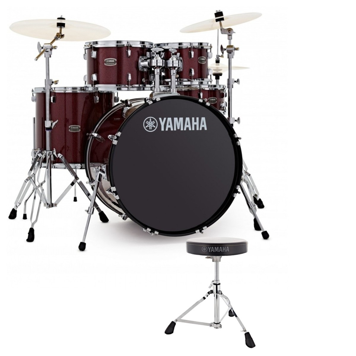 Yamaha Rydeen 22" Drum Kit with Paiste Cymbals & DS550U Drum Throne Burgundy Glitter