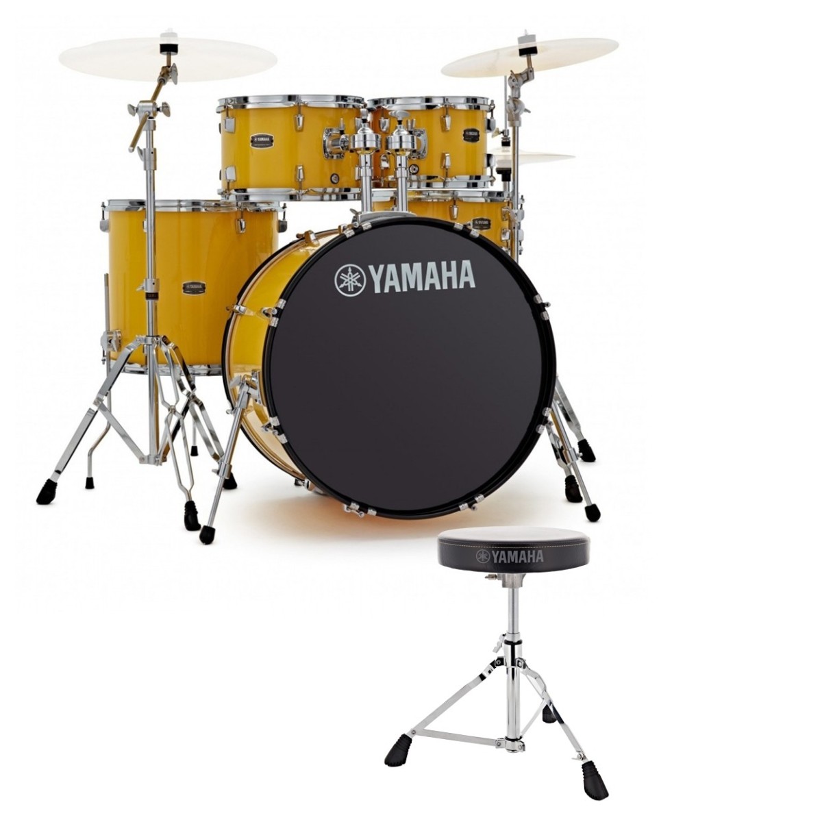 Yamaha Rydeen 22" Drum Kit with Paiste Cymbals & DS550U Drum Throne Mellow Yellow