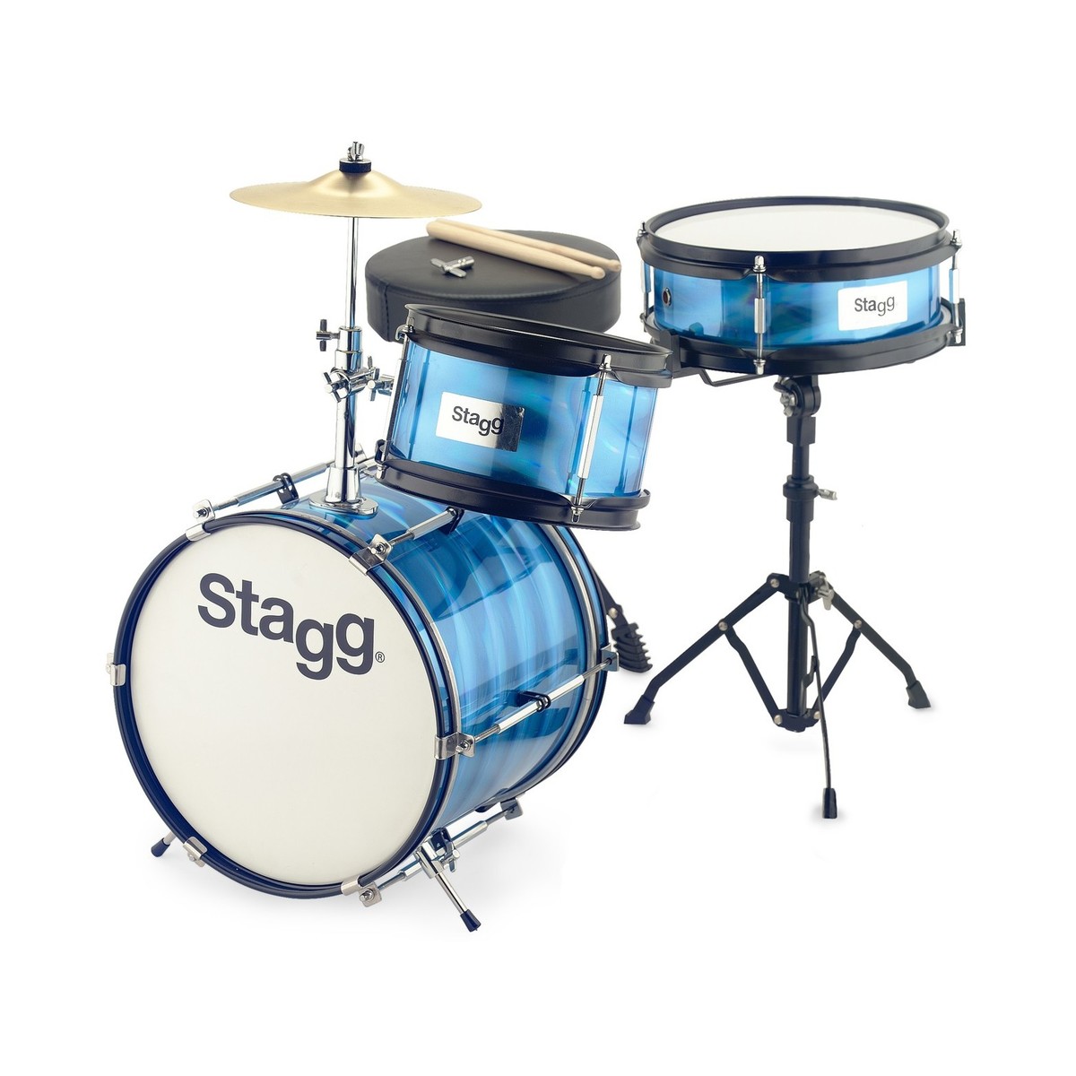 Stagg 3pc 12 Junior Drum Kit with Hardware and Throne Blue