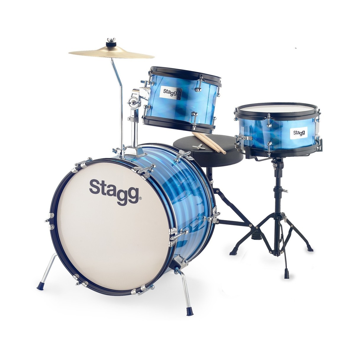 Stagg 3pc 16 Junior Drum Kit with Hardware and Throne Blue