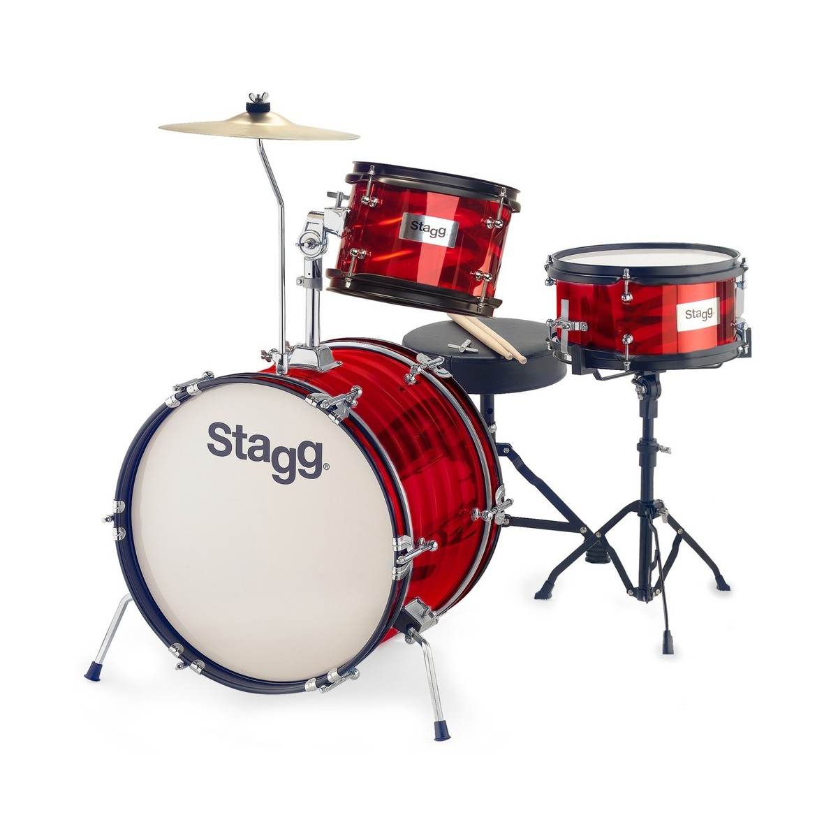 Stagg 3pc 16 Junior Drum Kit with Hardware and Throne Red