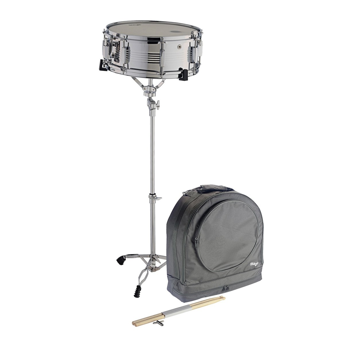 Stagg 14 x 5.5 Steel Snare Drum with Stand and Bag