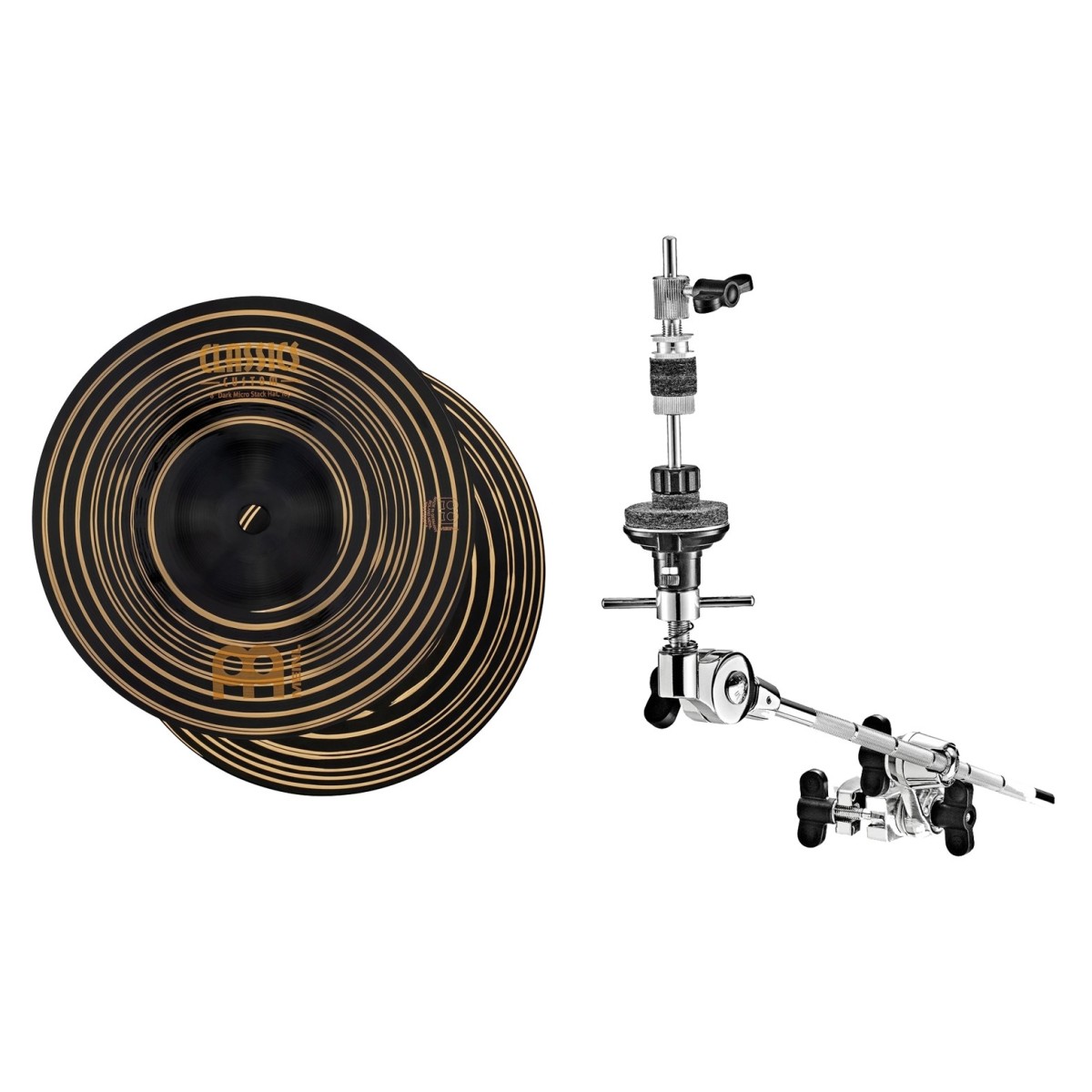 Meinl Classics Custom Dark 8" Micro Stack Hats & Meinl X-Hat Auxiliary Hi-Hat Arm with Clamp