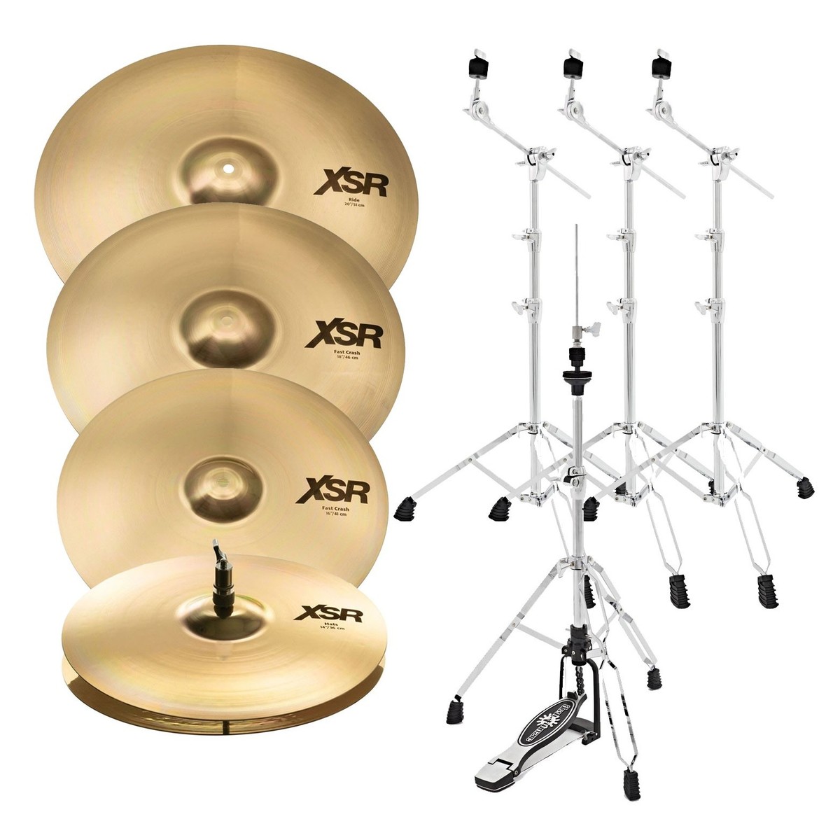 Sabian XSR Performance Cymbal Set & Stands with Free 18" Fast Crash