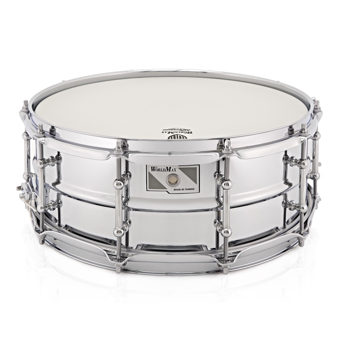 WorldMax 14 x 5.5 Beaded Chrome Over Steel Snare Drum Chrome HW