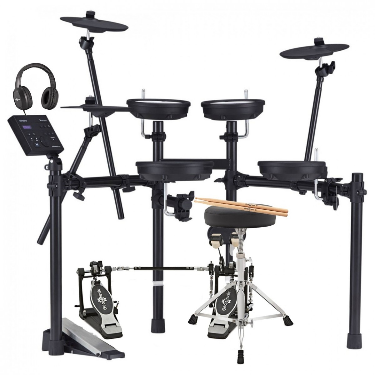 Roland TD-07DMK V-Drums Electronic Drum Kit Double Kick Bundle