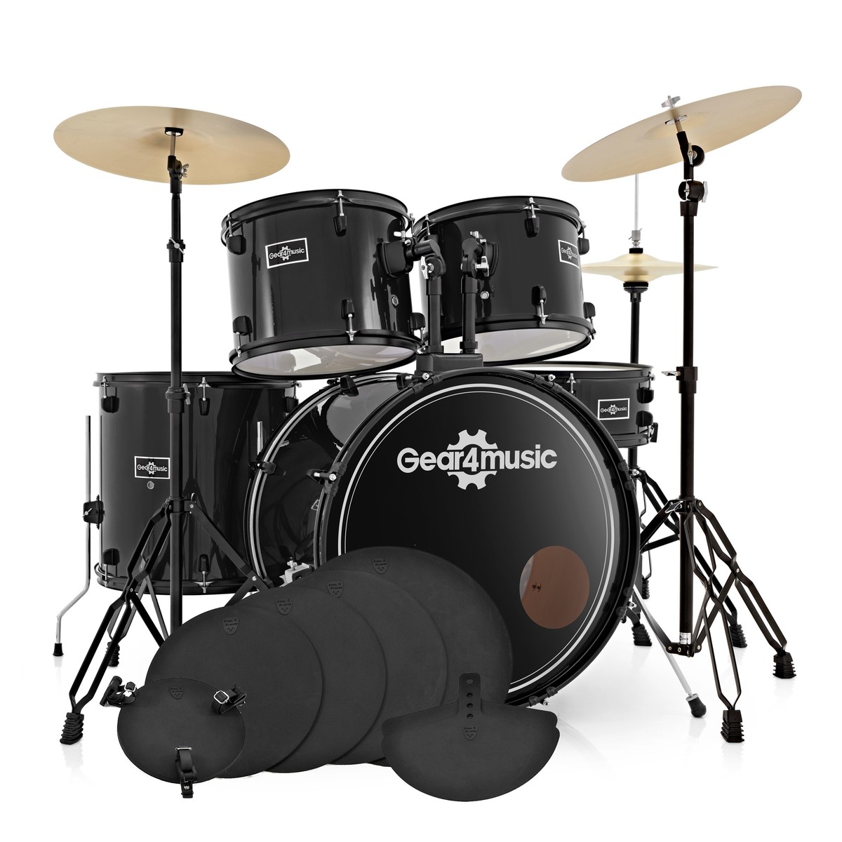 BDK-1+ Full Size Starter Drum Kit Practice Pack Black
