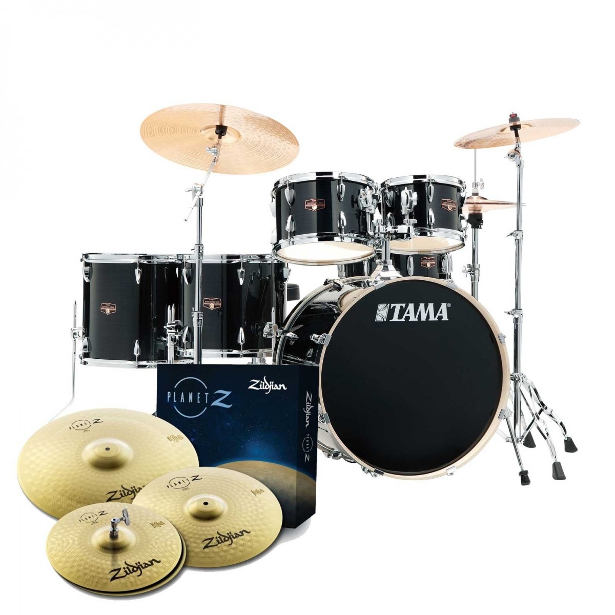 Tama Imperialstar 22 6pc Drum Kit w/Cymbals Hairline Black