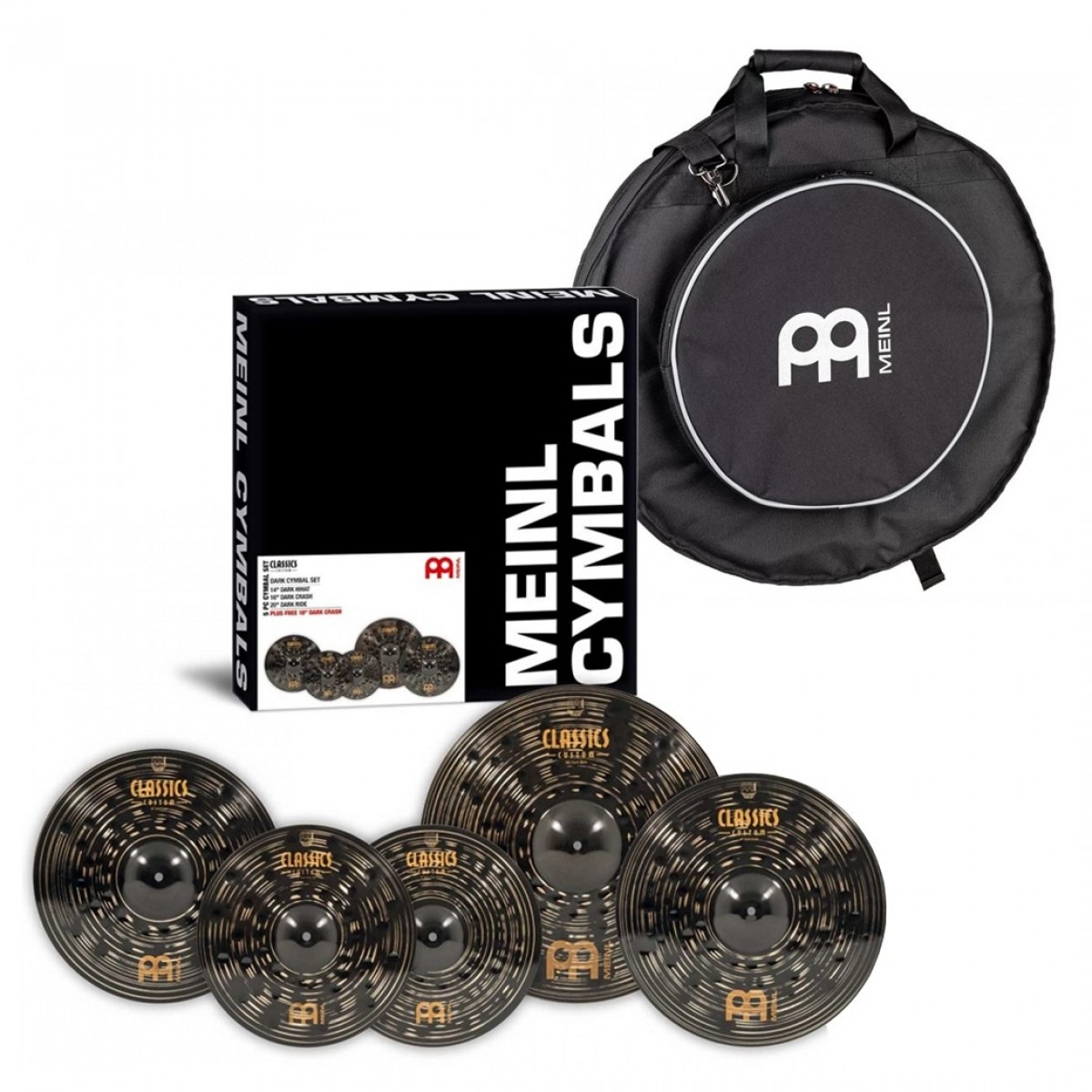 Meinl Classics Custom Dark Cymbal Set & Backpack w/ Free 18 Crash