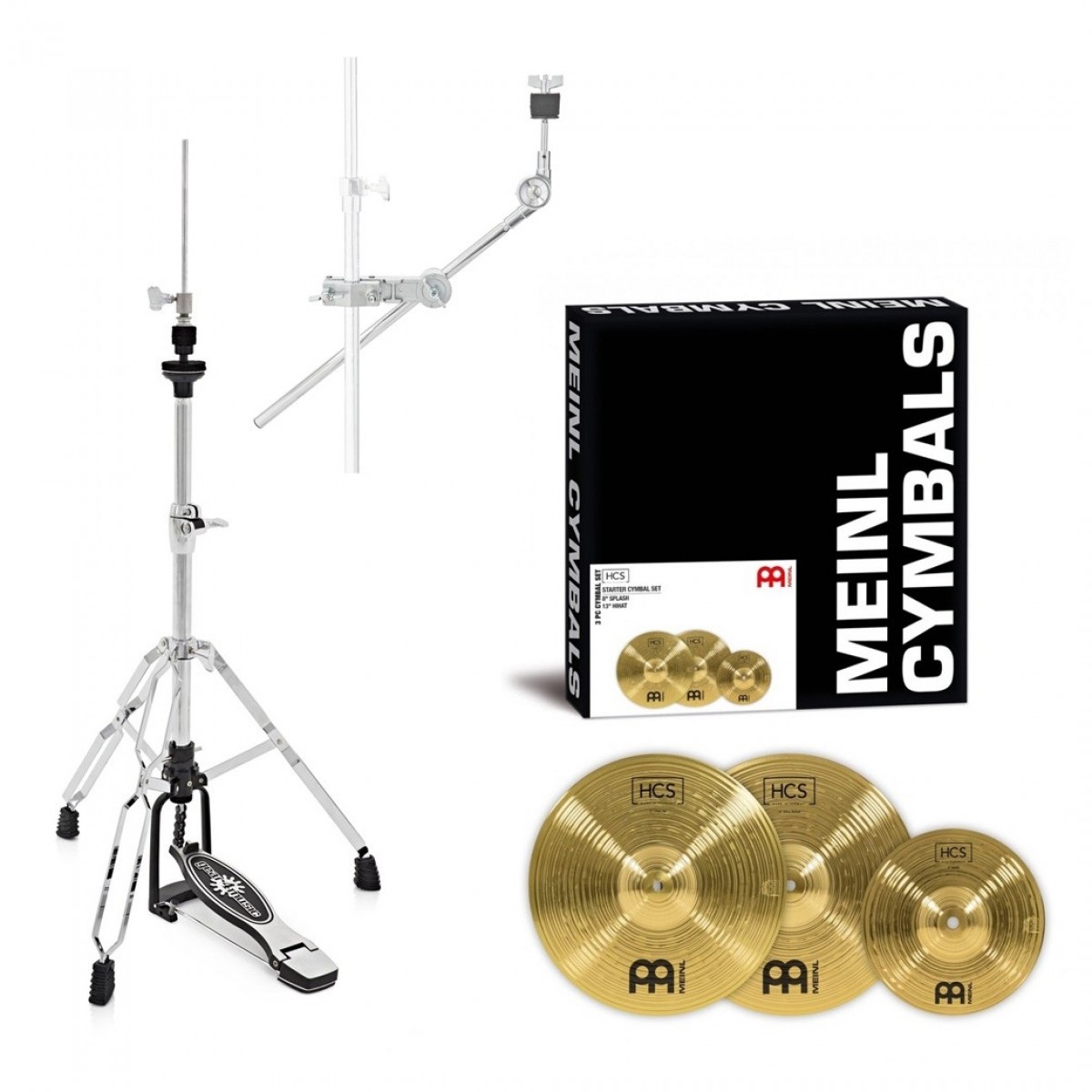 Meinl HCS Starter Cymbal Set Hi Hat Stand & Grabber Arm