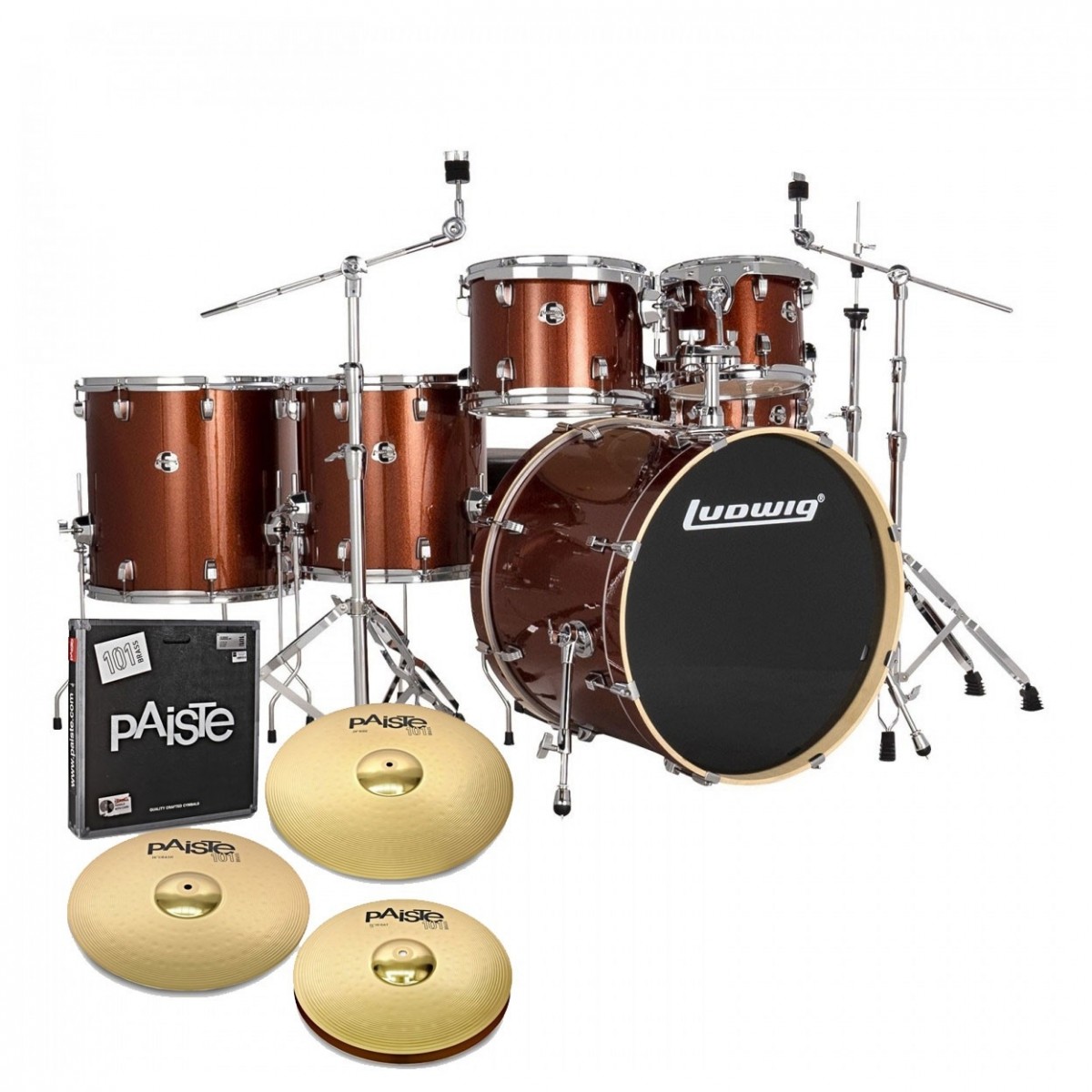 Ludwig Evolution 22 6pc Drum Kit w/Cymbals Copper