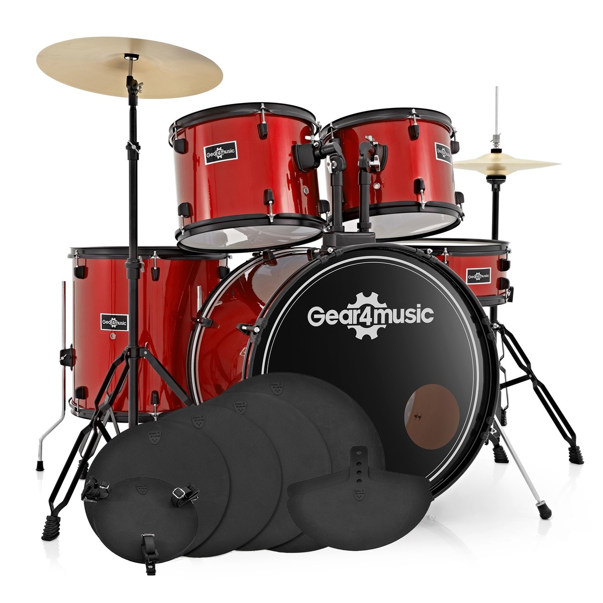 BDK-1 Full Size Starter Drum Kit Practice Pack Red
