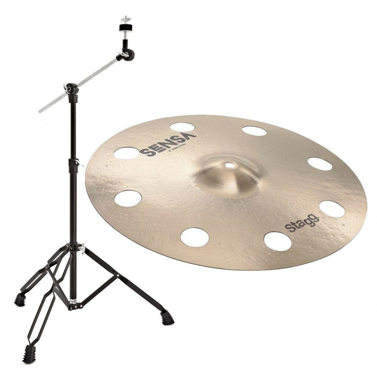 Stagg 16" Sensa Orbis Crash Cymbal & Boom Arm Stand Black