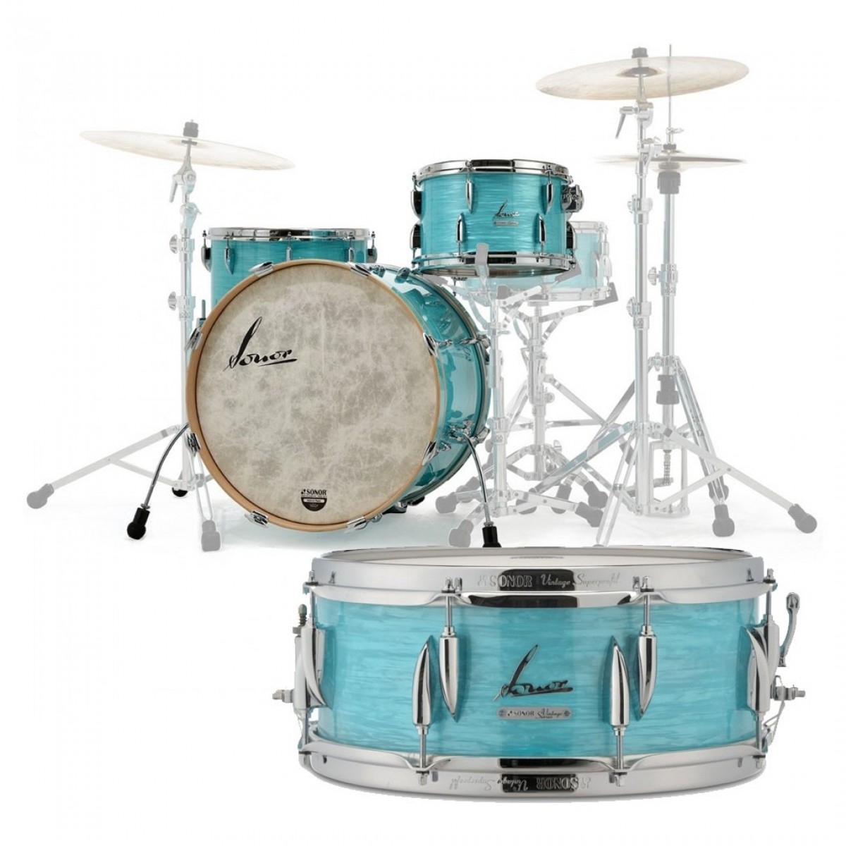 Sonor Vintage 20 3pc Shell Pack w/Free Snare California Blue