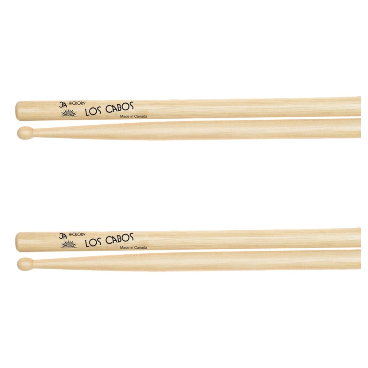 Los Cabos 3A Hickory Wood Tip Drumsticks 2 Pair Pack