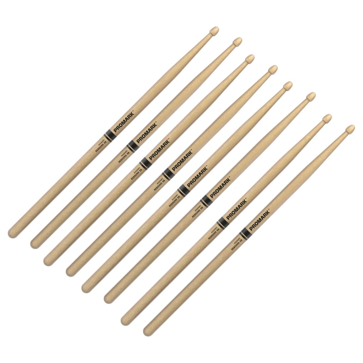 Promark Rebound 5B Hickory Drumsticks Acorn Wood Tip 4 Pair Value Bundle