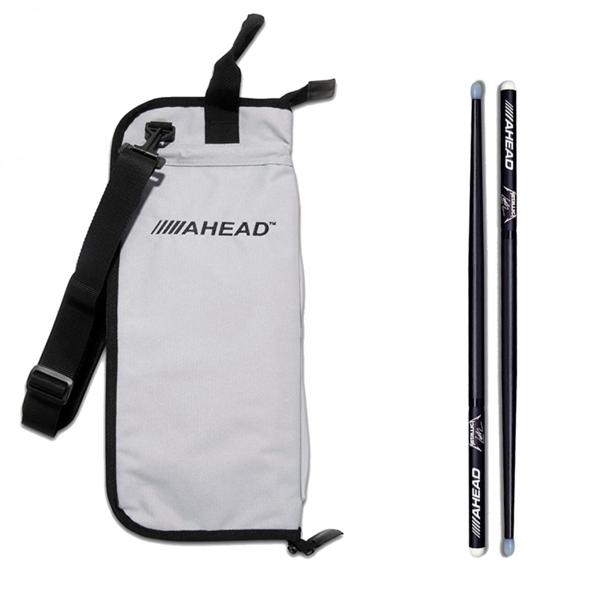 Ahead Drumstick Bag & Lars Ulrich Signature Sticks Grey/Black