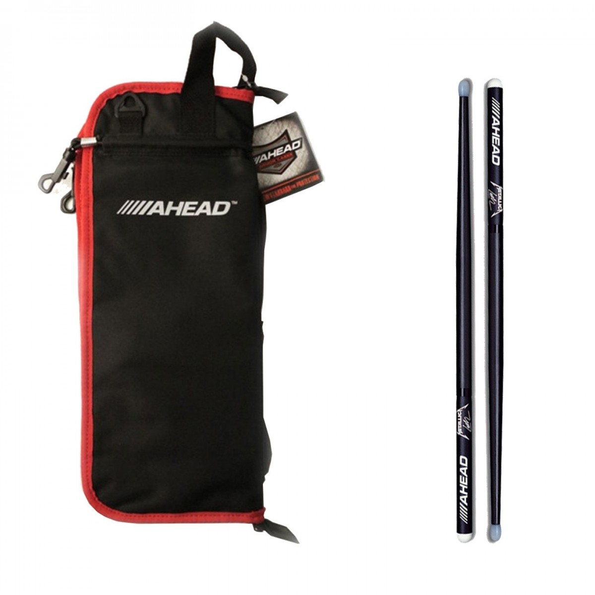 Ahead Drumstick Bag & Lars Ulrich Signature Sticks Black/Red