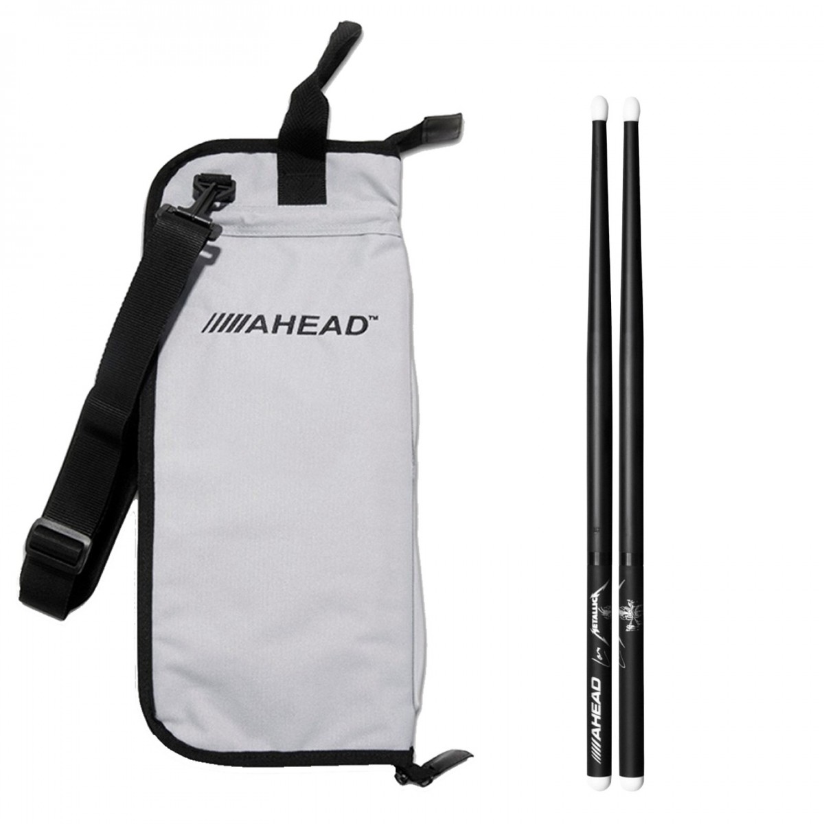 Ahead Drumstick Bag & Lars Ulrich Scary Guy Signature Sticks Grey/Black