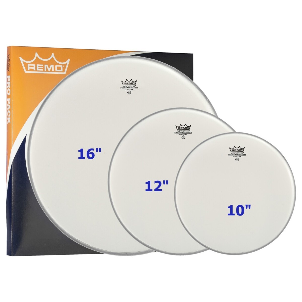 Remo Ambassador Coated Tom Pack - 10 12 16" Heads