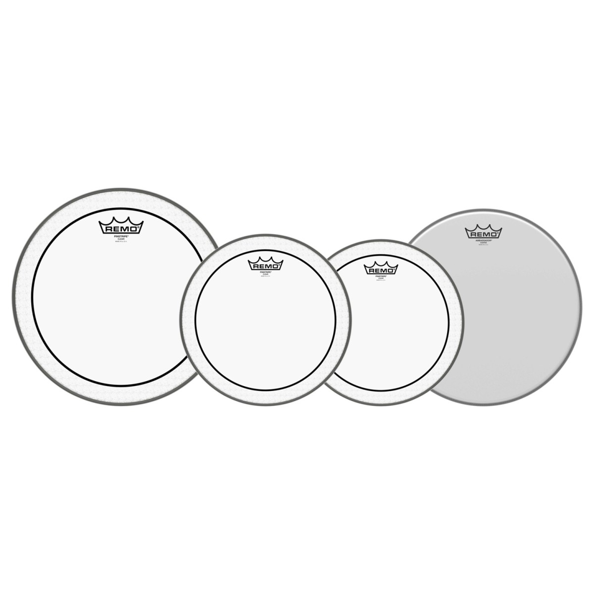 Remo Pinstripe Tom Pack - 10 12 16" Heads + Free 14 Ambassador