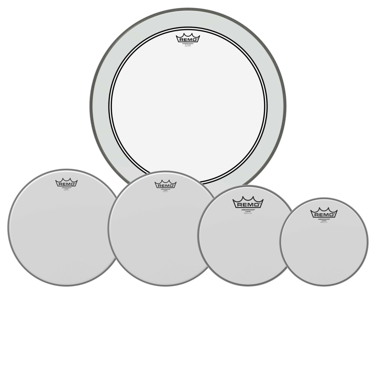 Remo Ambassador Coated Complete Pack - 10 12 14" Heads w/20 P3 + Free 14 Ambassador