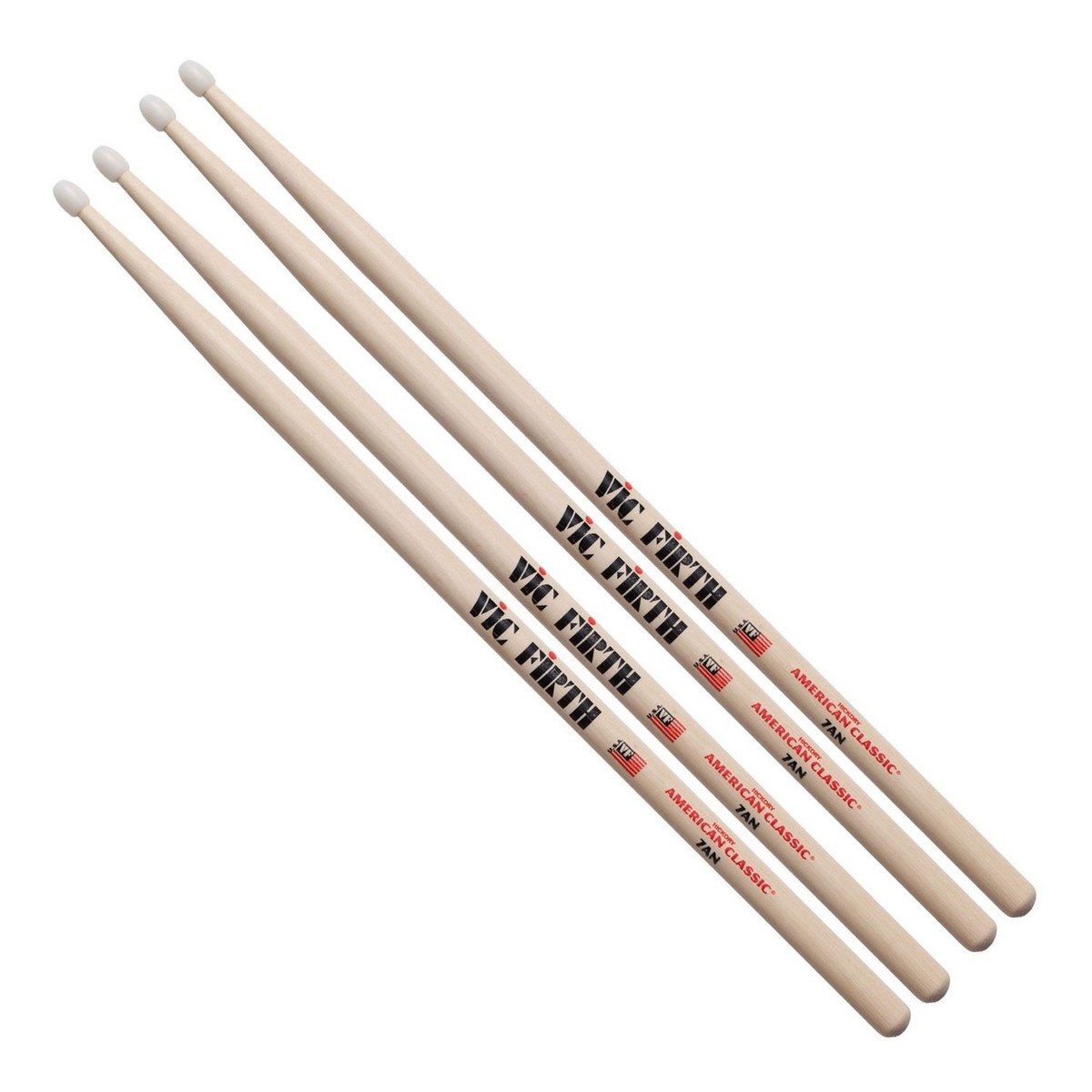 Vic Firth 7AN Nylon Tip Hickory Drumsticks 2 Pair Value