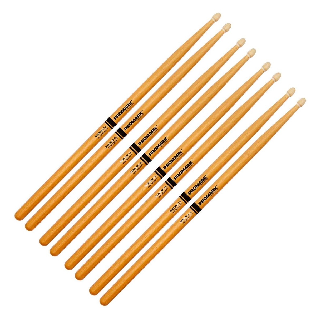 Promark Rebound 5A ActiveGrip Clear Hickory 4 Pair Value Bundle