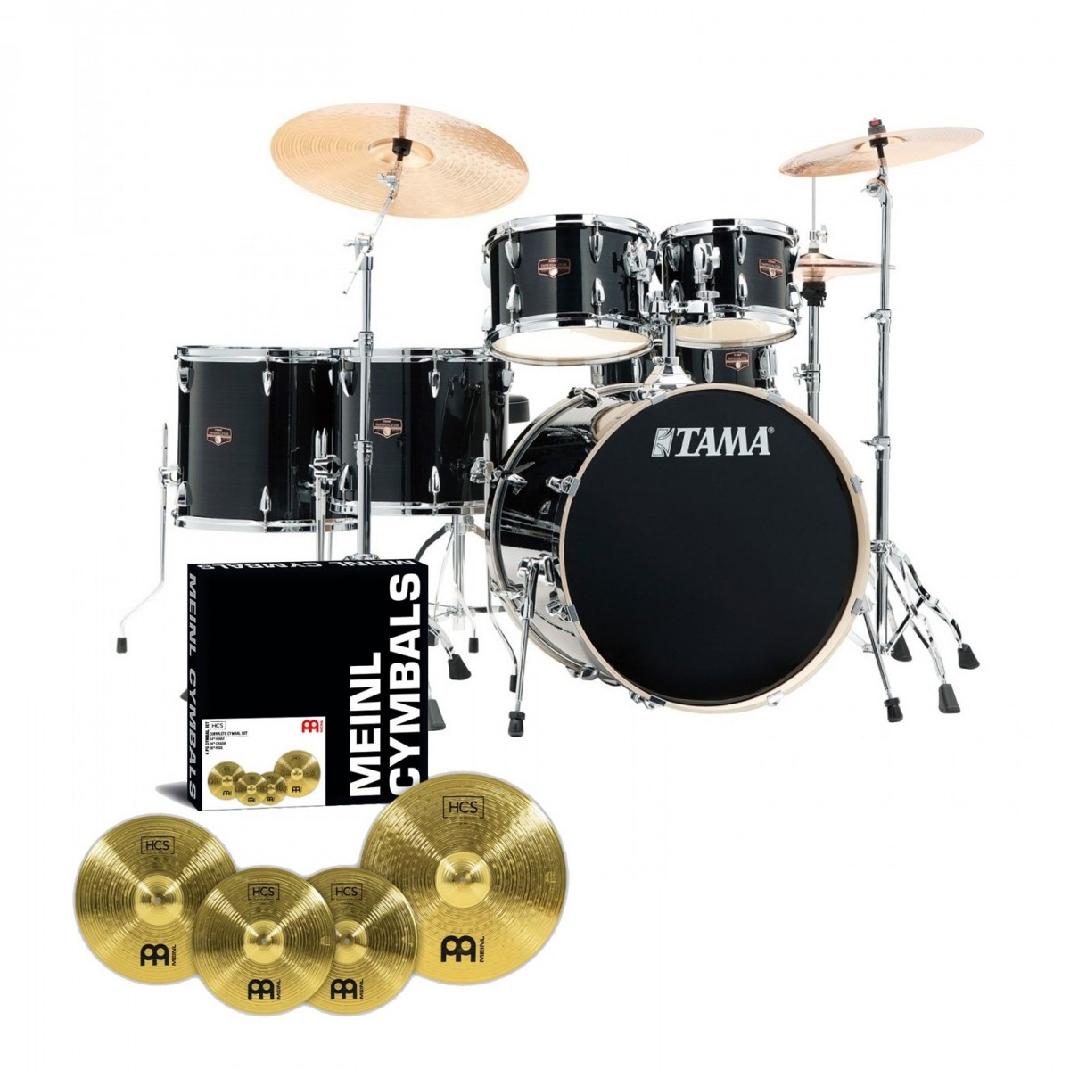 Tama Imperialstar 22 6pc Drum Kit w/Meinl Cymbals Hairline Black
