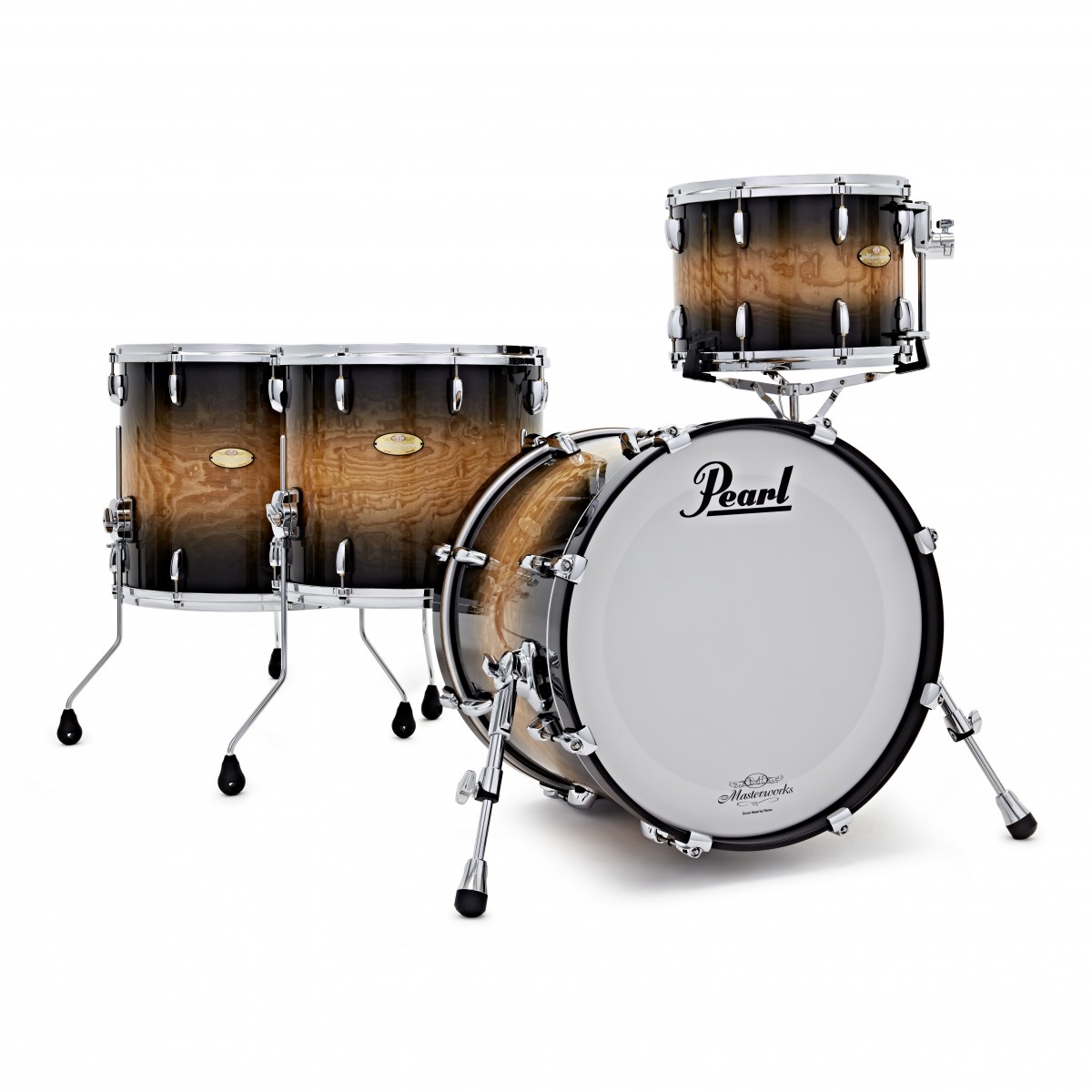 Pearl Masterworks 4pc Shell Pack Natural to Black Burst Tamo