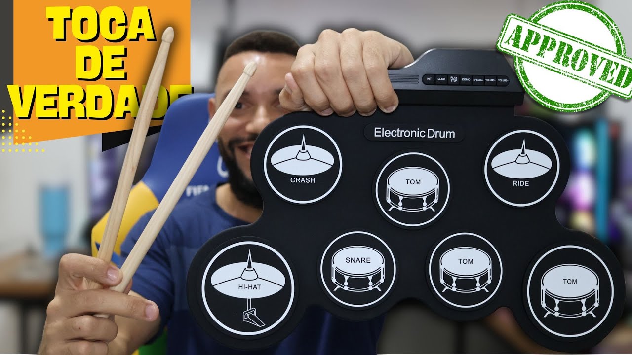 BATERIA ELETRONICA BARATINHA ELECTRONIC DRUM – ÍNCRIVEL, FUNCIONA DE VERDADE. REVIEW