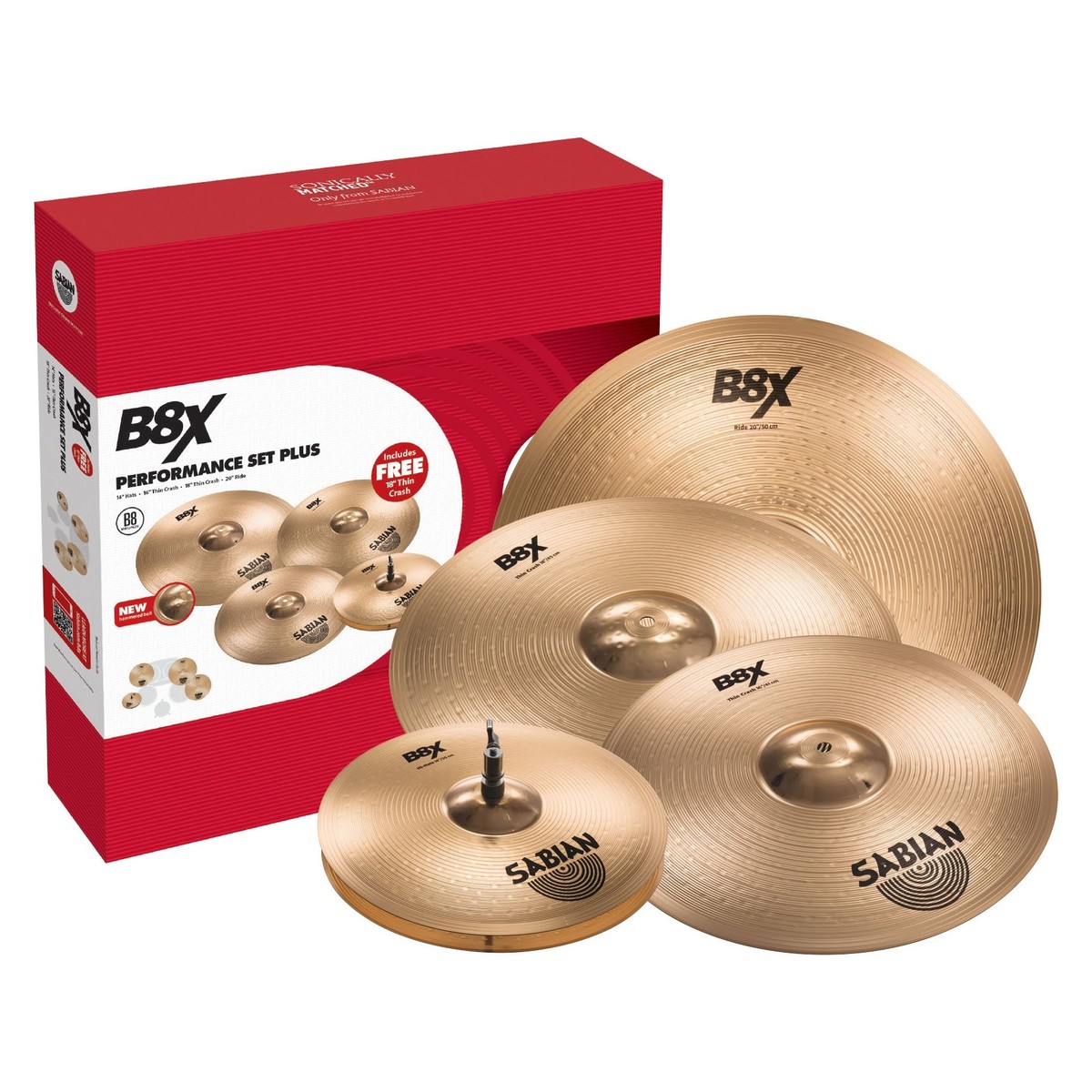 Sabian B8X Performance Cymbal Set with 18" Thin Crash