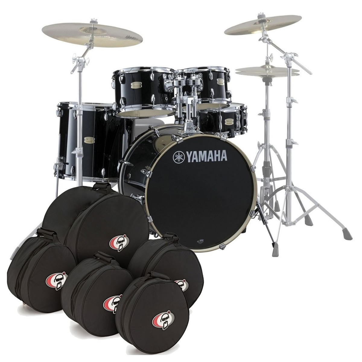 Yamaha Stage Custom Birch 20 5pc Shell Pack w/Bags Raven Black
