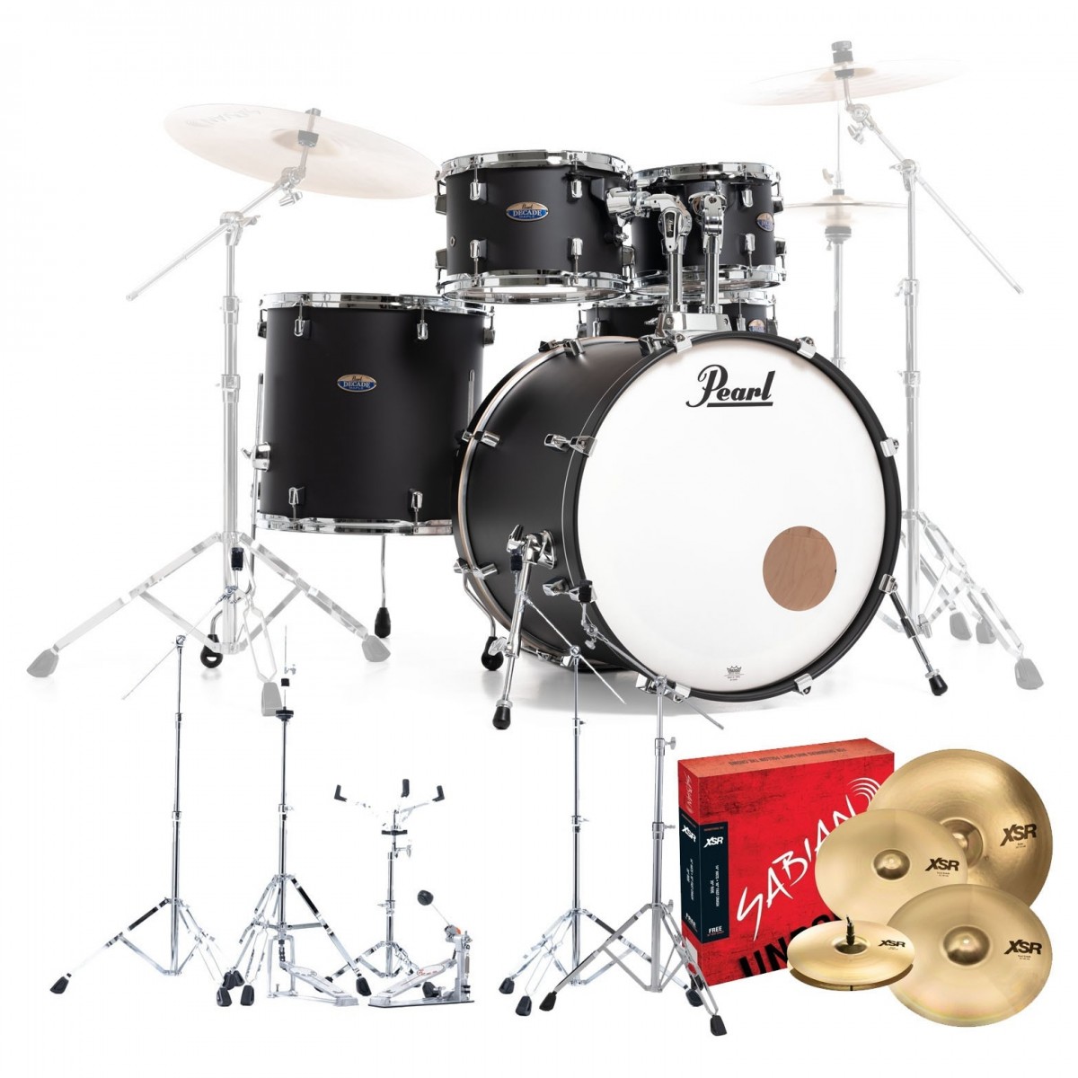 Pearl Decade Maple Pro Drum Kit w/Sabian XSRs Slate Black