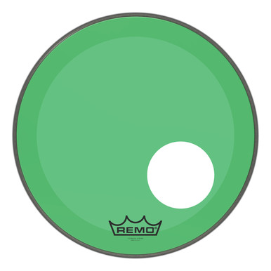 Remo Powerstroke 3 Colortone Bass Drum Head - Green - 18" - with 5" Offset Hole