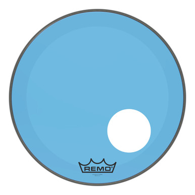 Remo Powerstroke 3 Colortone Bass Drum Head - Blue - 20" - with 5" Offset Hole
